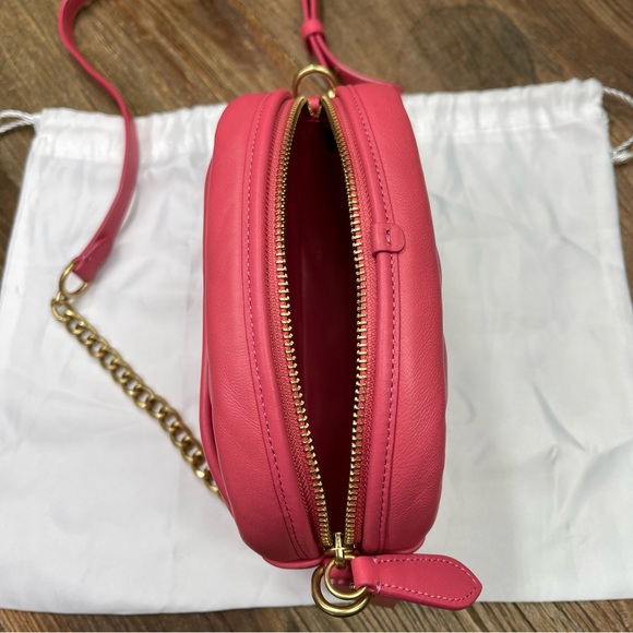 New ~ Coach Small Camera Bag With Quilting Watermelon Brass  Soft Calf Leather - Picture 7 of 9